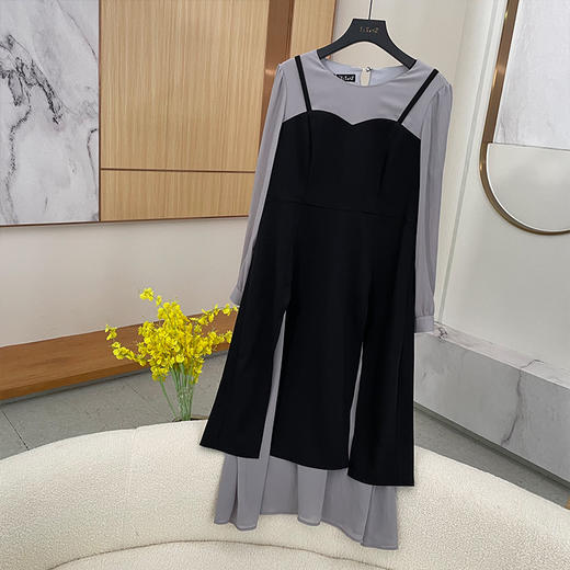 8/1奢姿大码女装2024秋季减龄开叉裙子胖妹妹拼接假两件时尚连衣裙9943826665 商品图1