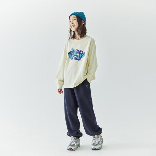 棵初新款童装秋季趣味字母印花长袖T恤亲子简约活力柔软上衣 商品图1