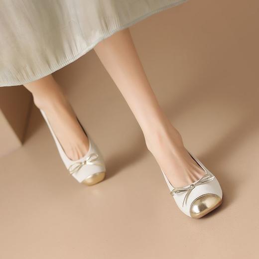 ZHR浅口单鞋女2024新款拼色软底女鞋法式复古蛋卷鞋ins通勤奶奶鞋 商品图8