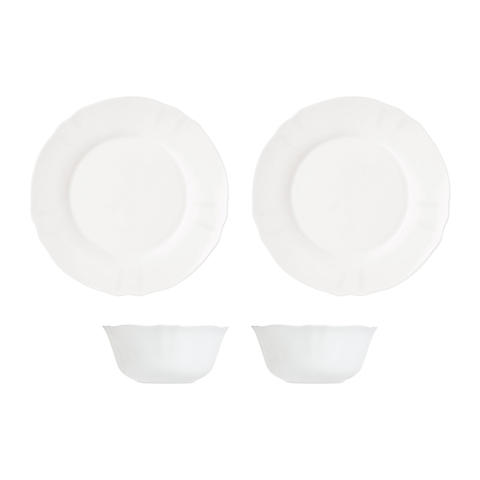 乐美雅（Luminarc）露特莎餐具盘碗碟套装无铅白玉玻璃耐高温饭碗面碗微波炉适用路易十五餐具 4件套 商品图1