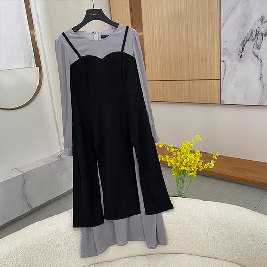 8/1奢姿大码女装2024秋季减龄开叉裙子胖妹妹拼接假两件时尚连衣裙9943826665 商品图0