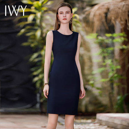 IWY/藏青色无袖连衣裙配西装裙子修身高级通勤Q736 商品图0