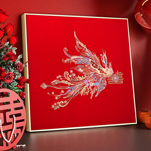 多喜爱婚庆精美刺绣装饰画喜嫁装饰系列 鎏金翼彩 商品图1