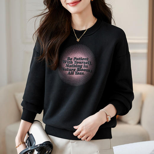 百媚生 圆领卫衣女春秋薄款外套S82340052 商品图1