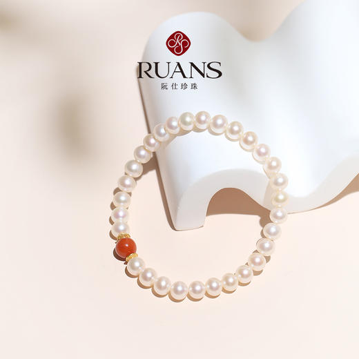 【新品】阮仕鸿运系列S925银淡水珍珠手链5.5-6MM 近圆 极微瑕 强光 商品图2
