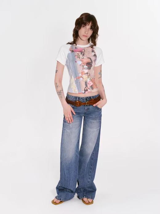 出逃赤岗西/24AWT93/原创反向印花修身短袖T恤 商品图2