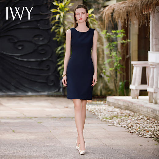 IWY/藏青色无袖连衣裙配西装裙子修身高级通勤Q736 商品图1