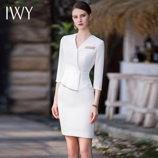 IWY/气质医美工作服女七分袖假两件西装连衣裙高级修身美容院服装Q528 商品图1