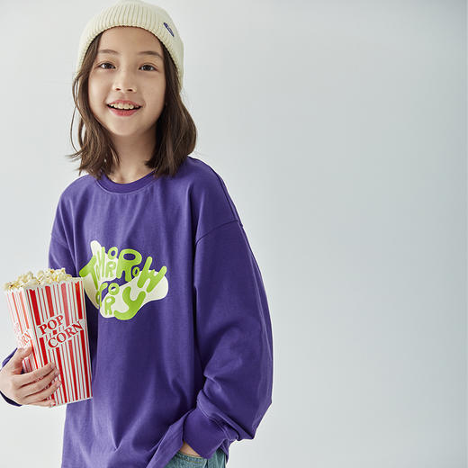 棵初新款童装秋季趣味字母印花长袖T恤亲子简约活力柔软上衣 商品图3