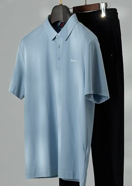 SANY翻领T恤310C-湖蓝色