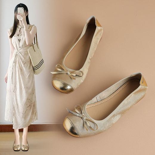 ZHR浅口单鞋女2024新款拼色软底女鞋法式复古蛋卷鞋ins通勤奶奶鞋 商品图0