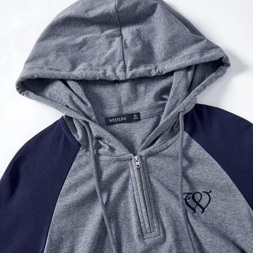 西遇连帽插肩撞色女新款修身显瘦灰色长袖针织连衣裙D1838163 商品图5