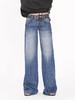 出逃赤岗西/24AWN61/复古水洗蓝美式高街低腰宽松直筒牛仔裤 商品缩略图1