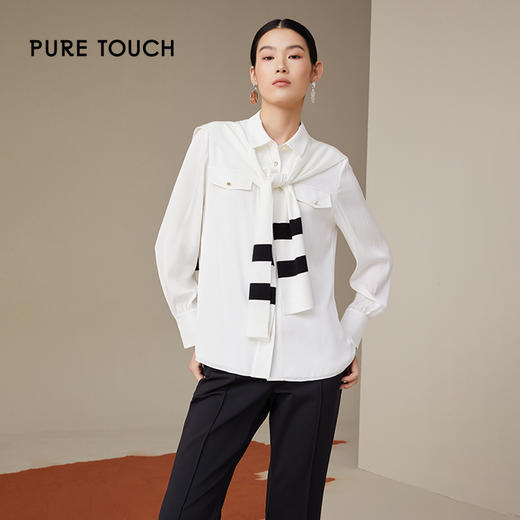 pure touch桑蚕丝白色长袖衬衫1301243354 商品图1