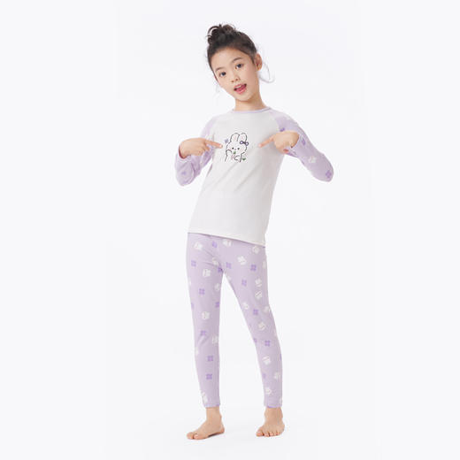 都市丽人眯雅佳保暖衣轻暖套装棉拉架薄童装儿童保暖衣棉质套装JWT9A4 商品图5