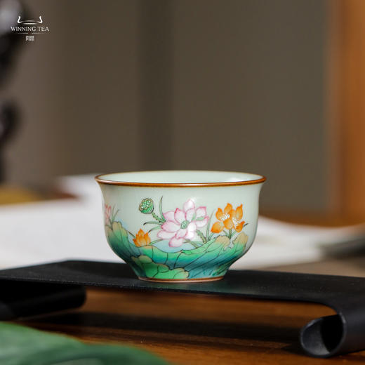 问鼎汝窑照影杯（荷花金鱼） 商品图0