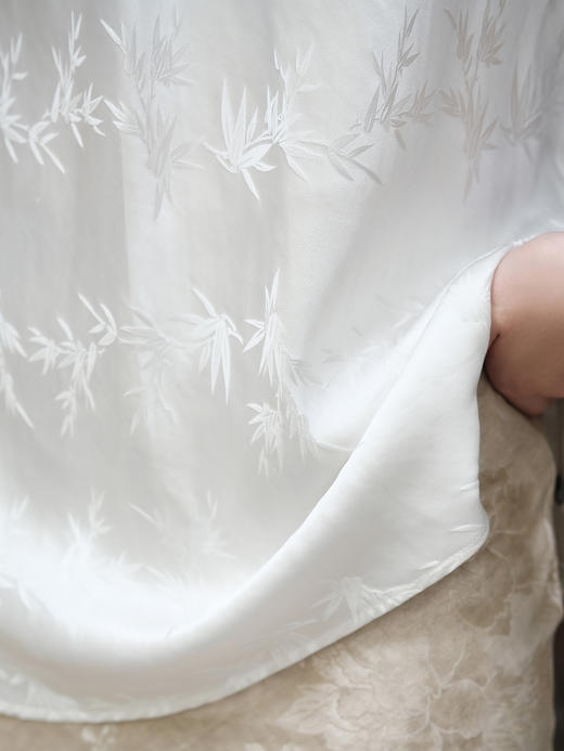 盛唐牡丹 |珍珠白文竹真丝提花背心 商品图2