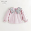 马克珍妮女童碎花翻领全棉长袖打底衫儿童T恤春秋款上衣241521 商品缩略图2