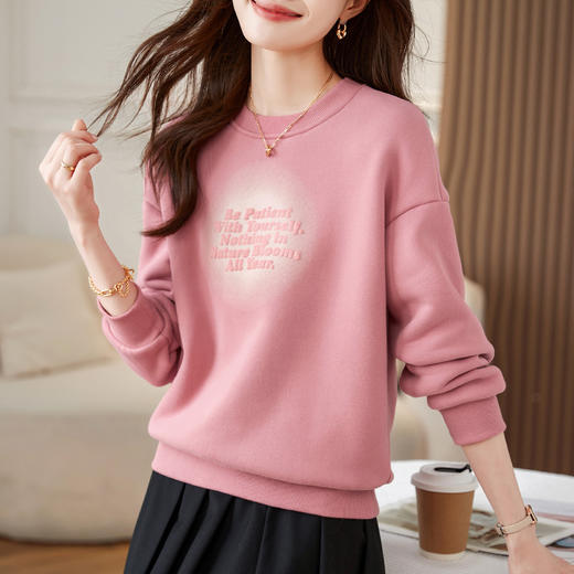 百媚生 圆领卫衣女春秋薄款外套S82340052 商品图3