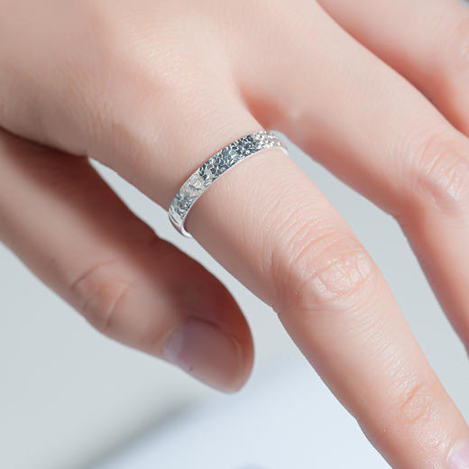 碎冰冰足银戒指女银999小众设计轻奢高级感活口情侣对戒指环礼物 商品图2