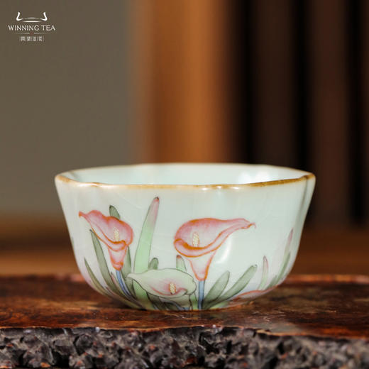 问鼎汝瓷老款大菩提杯（马蹄莲）（紫金釉） 商品图0