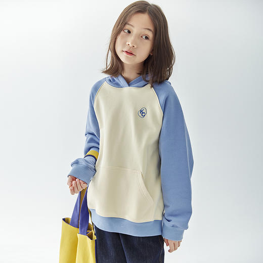 棵初新品秋季童装插肩拼色连帽卫衣亲子款全棉休闲套头上衣 商品图2