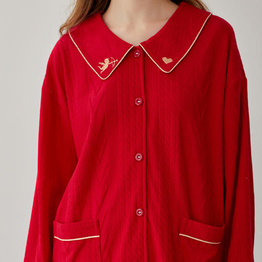 【品牌优选】芬腾情侣睡衣春秋季长袖套装女红色本命年结婚宽松休闲男士家居服 商品图2