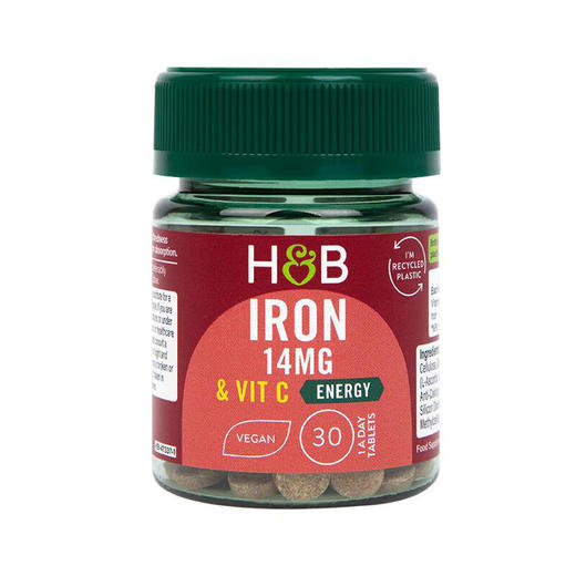 【保税仓】HollandBarrett荷柏瑞孕期铁元素加维生素C14mg30片 商品图0