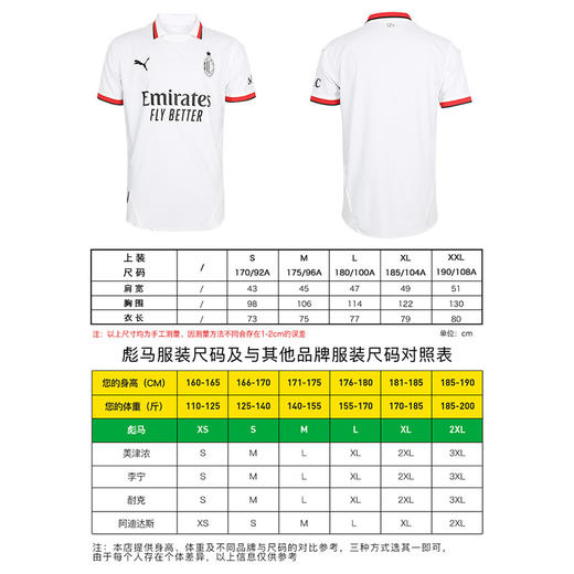 小李子PUMA彪马24/25赛季AC米兰客场球员版比赛球衣成人男775013 02 商品图3
