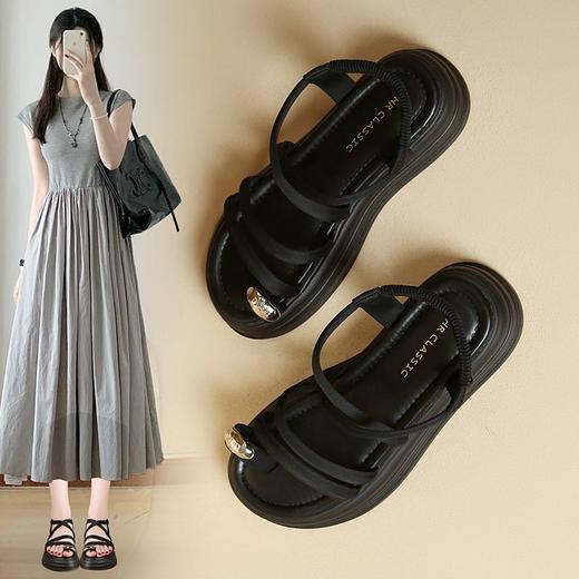 ZHR露趾交叉带凉鞋女厚底百搭凉拖鞋2024新款波西米亚沙滩凉鞋子 商品图2