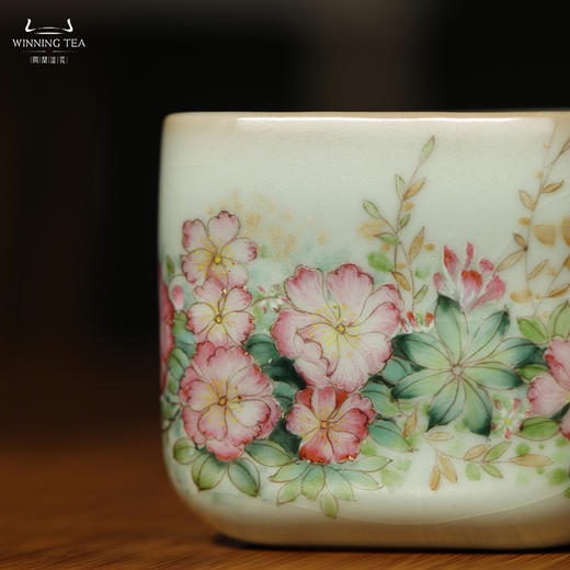 问鼎汝瓷鼎峰系列天青青方杯（花卉） 商品图2