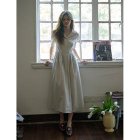 SimpleRetro凯瑟琳的书房 知性西装领法式连衣裙女短袖通勤风裙子