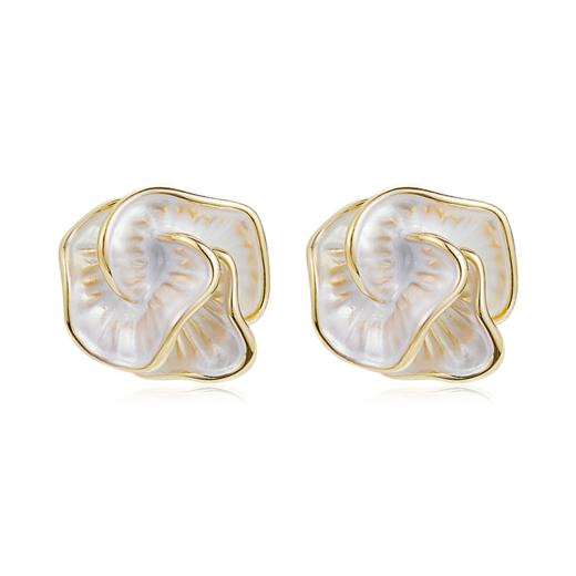 Oflye潮流饰品  简约山茶花滴釉耳钉新款独特耳饰轻奢高级感气质独特耳环 商品图6