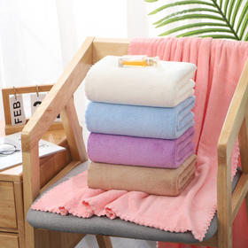 【鼎】珊瑚绒浴巾吸水速干不掉毛洗澡巾70*140cm颜色随机