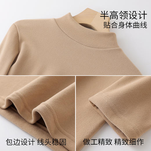 德绒半高领打底衫女秋冬新款双面磨毛针织衫内搭加绒加厚长袖上衣 商品图2