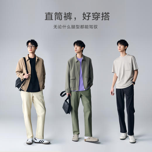 棉仓352818011-弹力棉麻松紧腰单褶直筒裤 商品图2