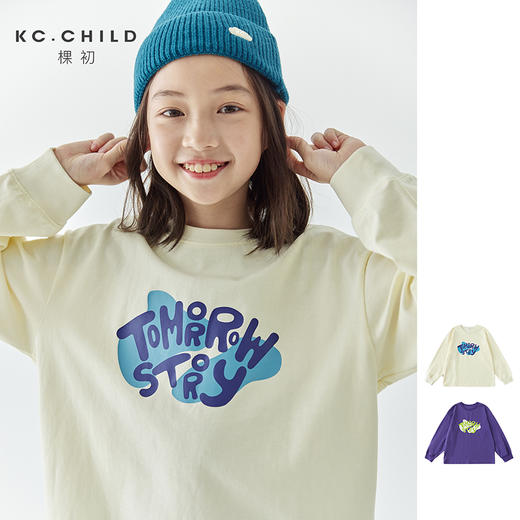 棵初新款童装秋季趣味字母印花长袖T恤亲子简约活力柔软上衣 商品图0