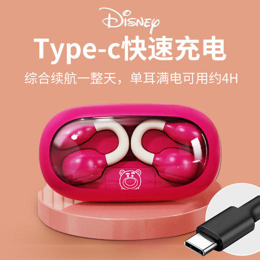 Disny/迪士新款夹耳式蓝牙耳机透明仓开盖即连呼吸灯设计 商品图2