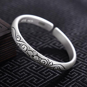 【花影轻摇】子佩集S999银手工手镯原创设计【55061215】2407