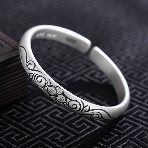 【花影轻摇】子佩集S999银手工手镯原创设计【55061215】2407 商品图1