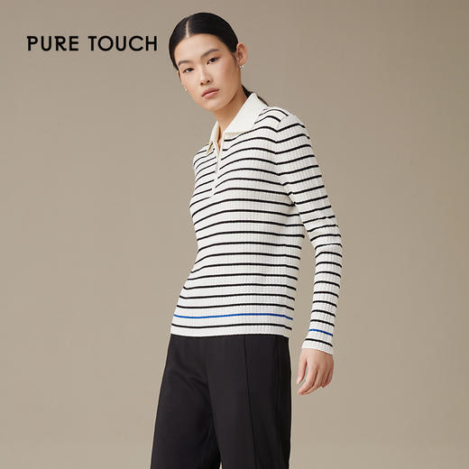 pure touch绵羊毛100%修身翻领针织1302243357 商品图3