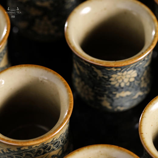 问鼎旗下留青汝瓷椒唐束腰杯小（龙）（凤）单杯 商品图2