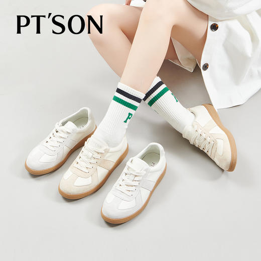 百田森PRF2C067复古美拉德板鞋女软底德训鞋女百搭拼色运动鞋女 商品图0