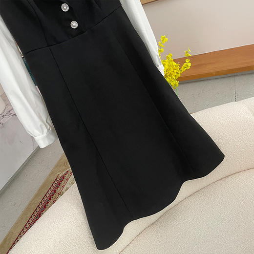 奢姿大码女装2024秋季气质木耳领裙子胖妹妹假两件时尚拼接连衣裙9943890199 商品图4