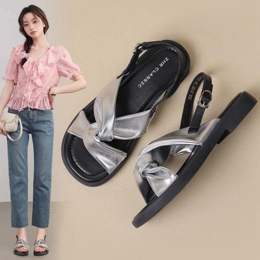 ZHR则则小香风简约时尚平底凉鞋女2024夏季新款百搭轻便韩版女鞋 商品图1