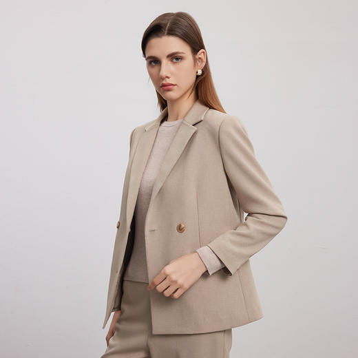【双排扣小西装外套】24年早秋新款女士时尚通勤V领西装外套 商品图0
