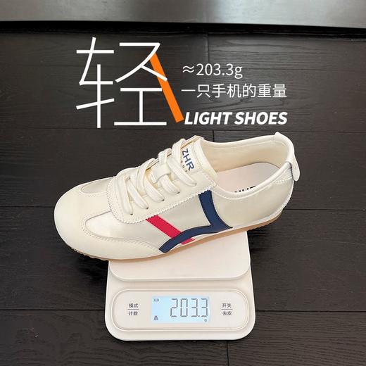 ZHR则则真皮德训鞋女复古平底阿甘鞋女圆头透气运动休闲小白鞋女 商品图4