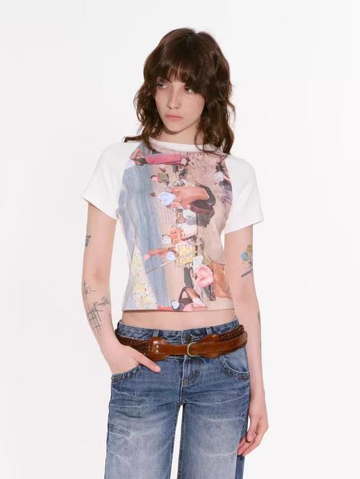 出逃赤岗西/24AWT93/原创反向印花修身短袖T恤 商品图0