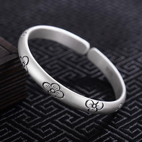 【幸福绽放】子佩集S999银手工手镯原创设计【55061203】2407