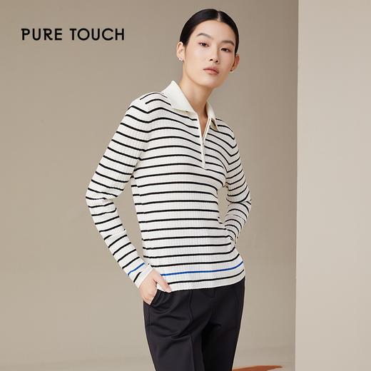 pure touch绵羊毛100%修身翻领针织1302243357 商品图0